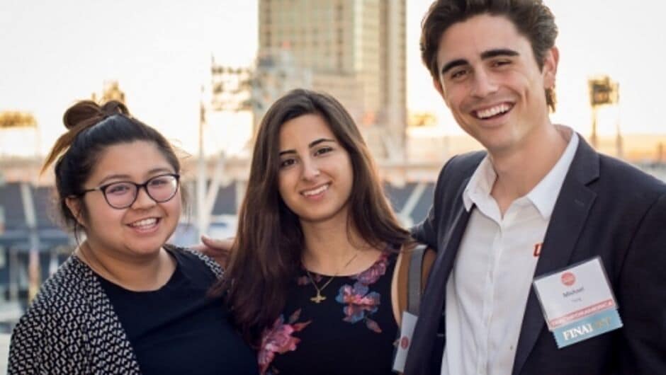 Finalist Michael Tong poses for a photo with his fellow 2016 Teach For America - San Diego corps members Chelsea Mercado & Tara Shafiei.