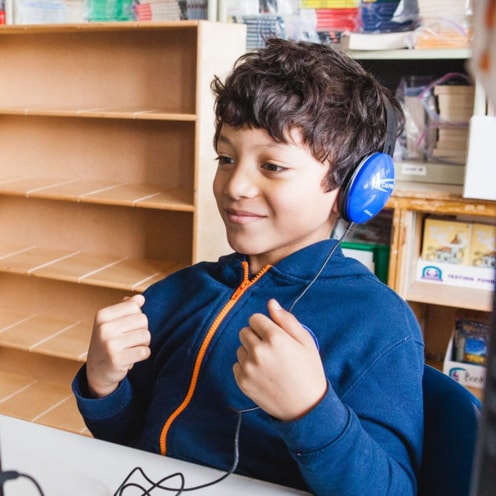 Student in front of a computer