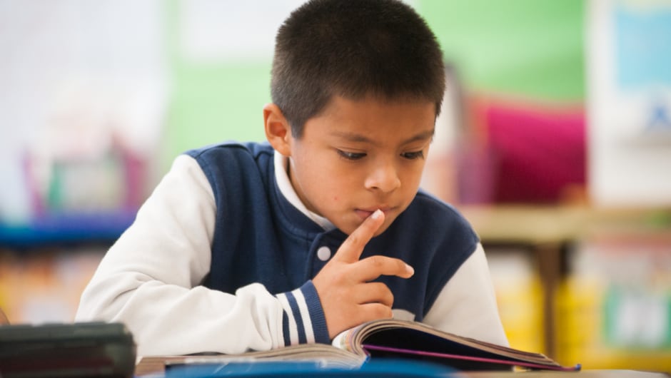 Alt Text: student reading at their desk