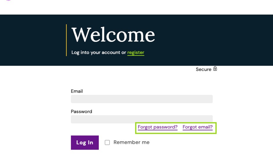 A screenshot of the tfa.org homepage showing the account recovery screen.