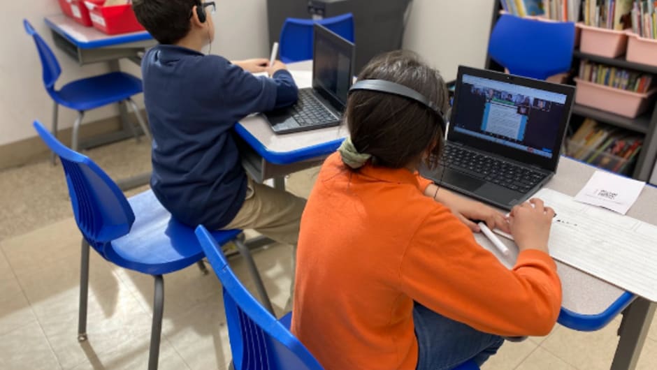 Students working on zoom