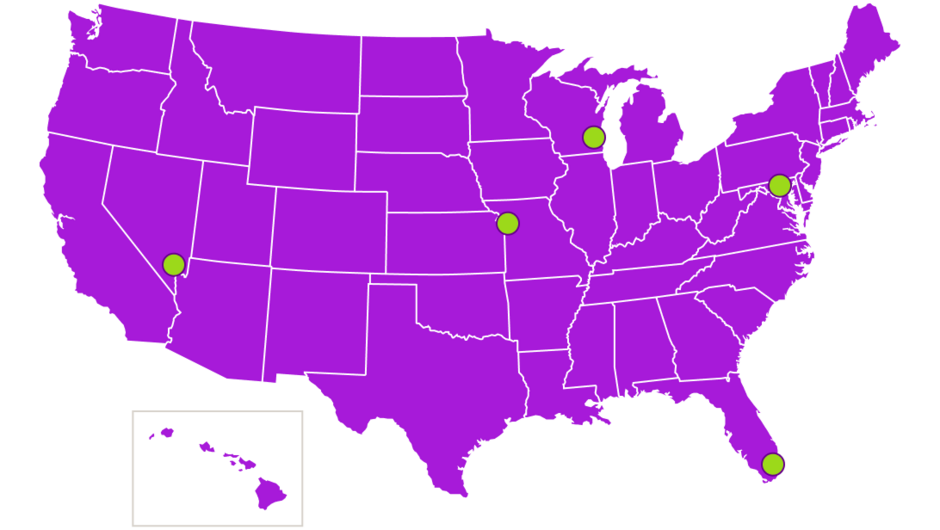 A purple map of the United States