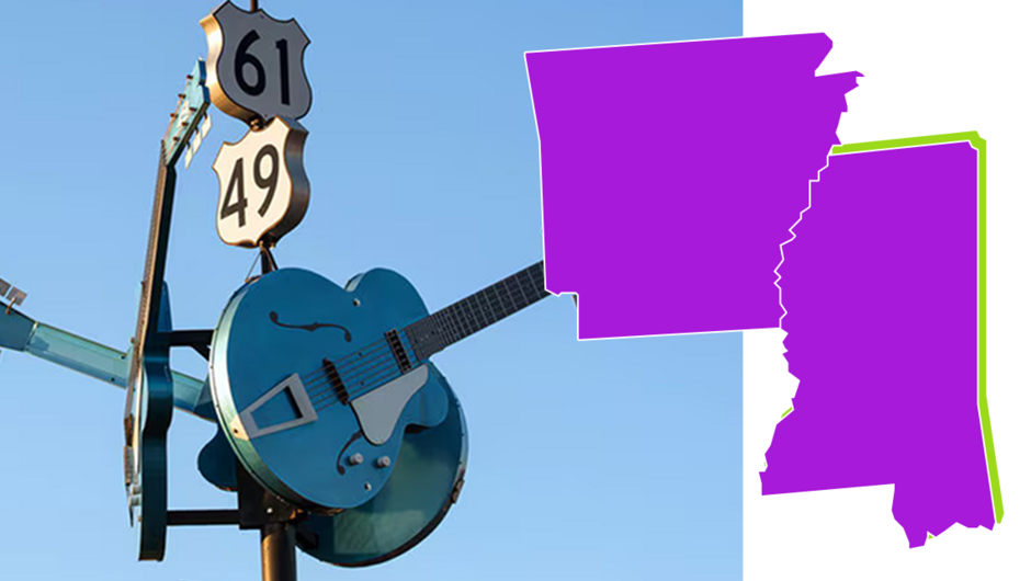 An image of a street sign overlaid with a Mississippi Delta state graphic.