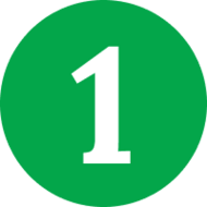 A green circle displaying the number one.