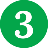 A green circle displaying the number three.
