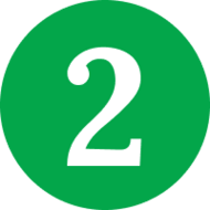 A green circle displaying the number two.